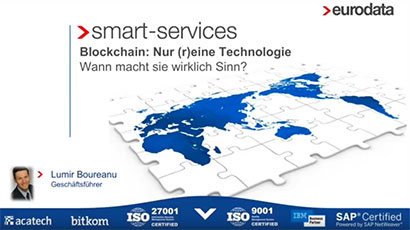 Web-Seminar: „Blockchain: Nur (r)eine Technologie – wann macht sie wirklich Sinn?“ eurodata tec Folienmaster