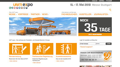 Offizielle Webseite Screenshot der UNITI expo 2018