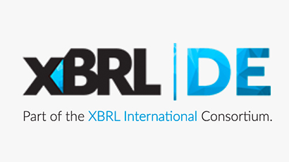 Offizielles Logo XBRL mit Schrift part of the xBRL International Consortium