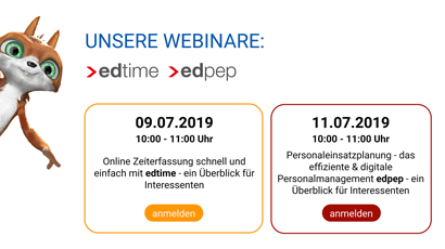 Screenshot ed-portal Zeiterfassung und Personaleinsatzplanung Web-Seminare und Pepi