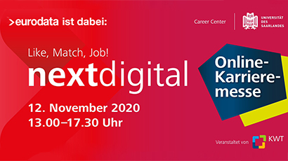 Offizielles Logo der next digital Karrieremesse Uni Saarland