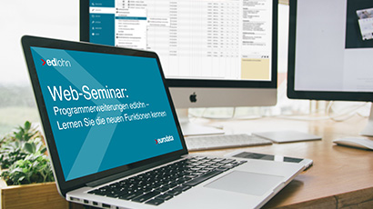 Web-Seminar: Programmerweiterungen in edlohn und neue Funktionen Screenshot Laptop